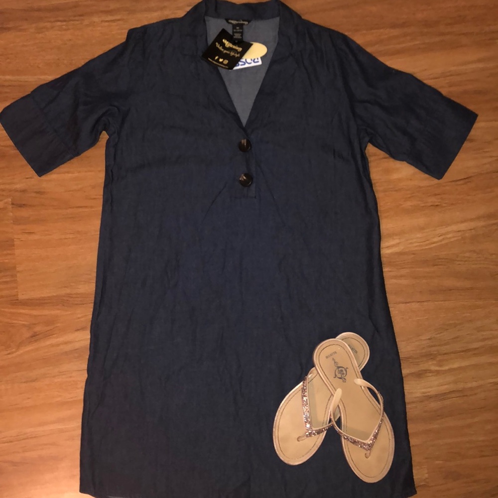 Cute Button-Front Denim Shirtdress